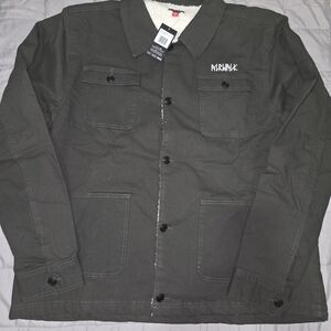 Men's Dark Olive Utility Jacket with Sherpa Lining